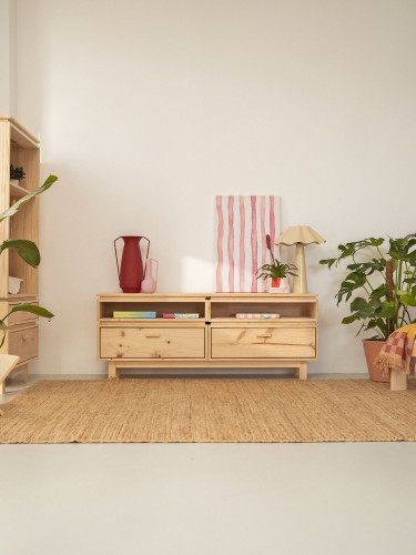 Mueble bajo de TV de madera ecológica y natural | LUFE