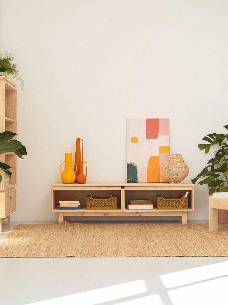 Mobile TV basso in legno ecologico e naturale | LUFE 2