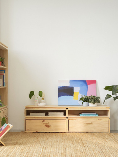 Mueble bajo de TV de madera ecológica y natural | LUFE