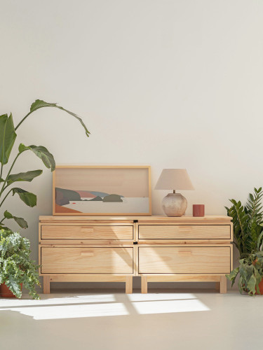 Cómoda doble de madera con 4 cajones 157x62 AIKA | LUFE