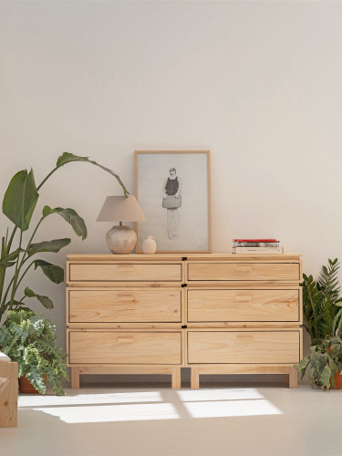 Cassettiera doppia in legno con 6 cassetti 157x90 AIKA | LUFE