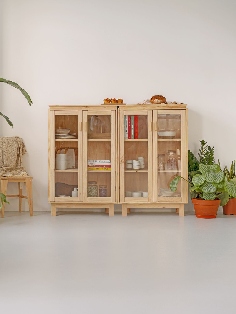 Vitrine double en verre et bois 157x128 AIKA | LUFE 2