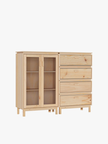 Vetrina doppia in vetro e legno con cassettiera 157x128 AIKA | LUFE