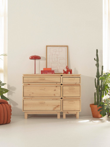 Cassettiera doppia in legno con 6 cassetti 117x90 AIKA | LUFE