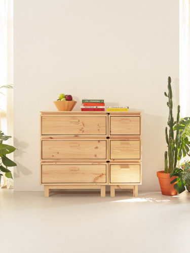 Cassettiera doppia in legno con 6 cassetti 117x100 AIKA | LUFE