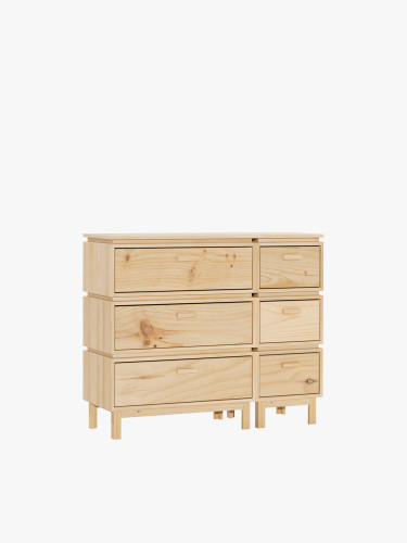 Cassettiera doppia in legno con 6 cassetti 117x100 AIKA | LUFE