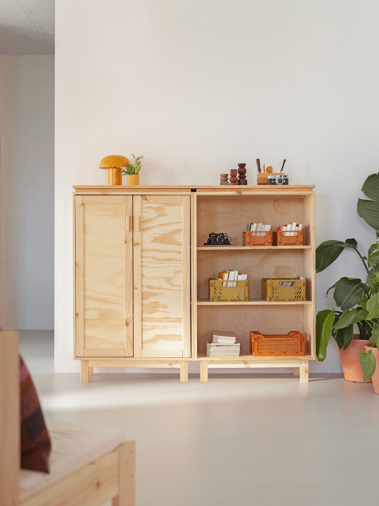 Buffet en bois avec placard et étagères | LUFE 2