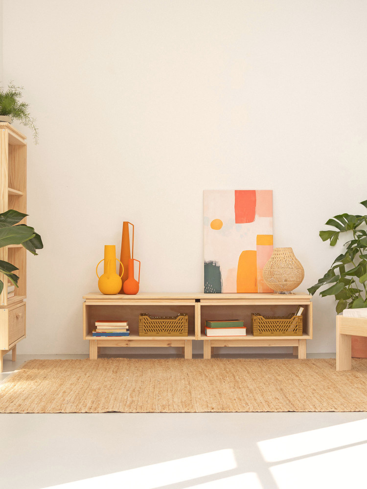 Mobile TV basso in legno ecologico e naturale | LUFE 2