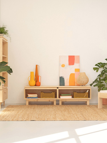 Meuble TV bas en bois écologique et naturel | LUFE