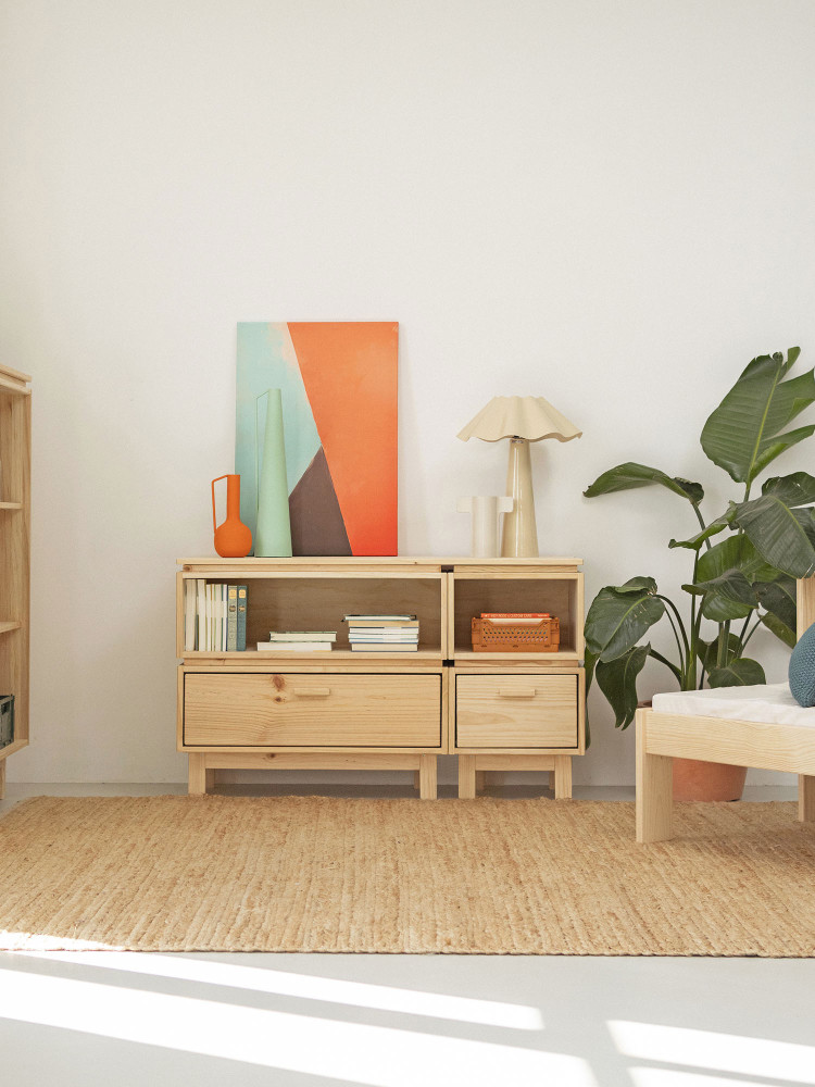 Mueble pequeño de TV de madera ecológica y natural | LUFE 2