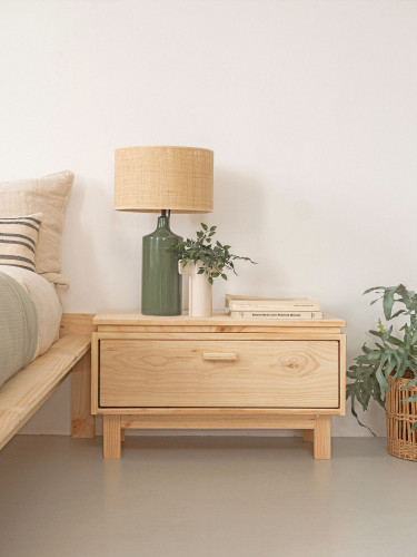 Mesita de noche de madera con cajón 78x44 AIKA | LUFE