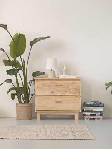 Chiffonnier en bois avec 2 tiroirs 78x72 AIKA | LUFE