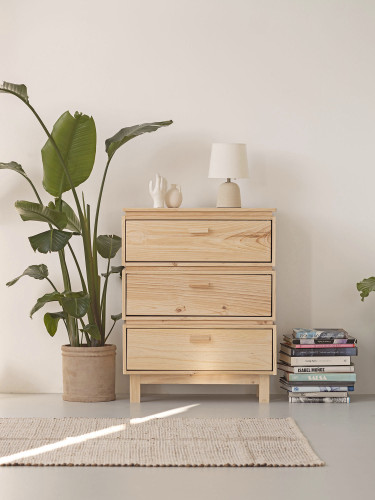 Chiffonnier en bois avec 3 tiroirs 78x100 AIKA | LUFE