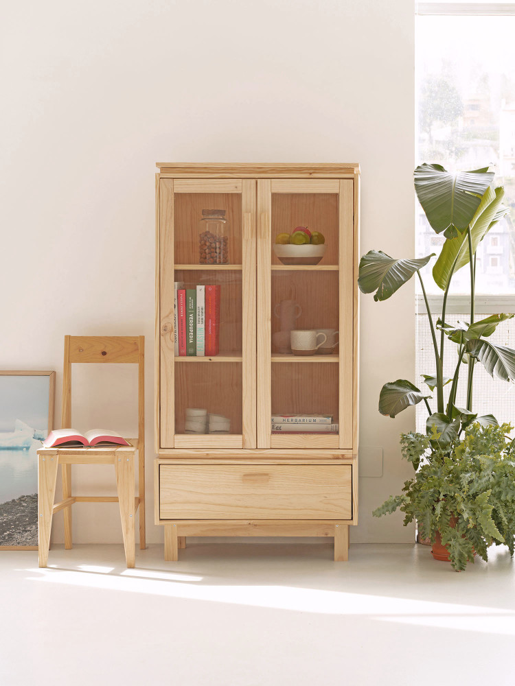 Vitrina expositora de cristal y madera con cajón 78x156 AIKA | LUFE 2