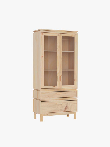 Vetrina espositiva in vetro e legno con 2 cassetti 78x173 AIKA | LUFE