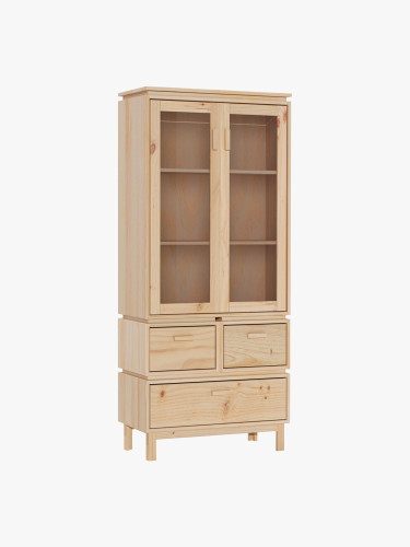 Vetrina espositiva in vetro e legno con 3 cassetti 78x183 AIKA | LUFE