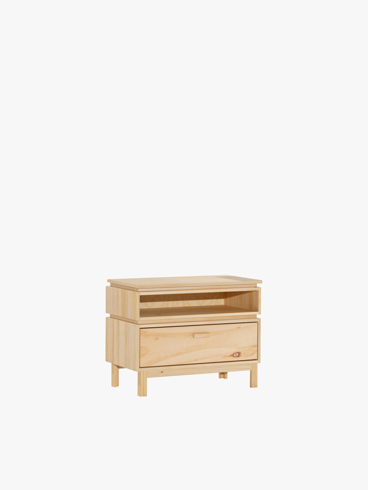Comodino con vano e cassetto in legno naturale | LUFE