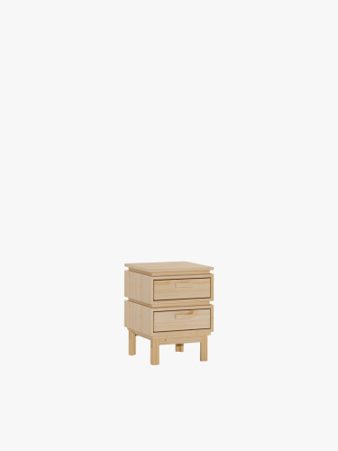 Mesa de cabeceira em madeira natural com gavetas