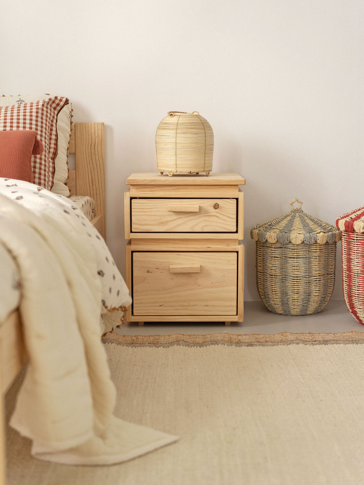 Comodino in legno con 2 cassetti 39x49 LIBE | LUFE 2