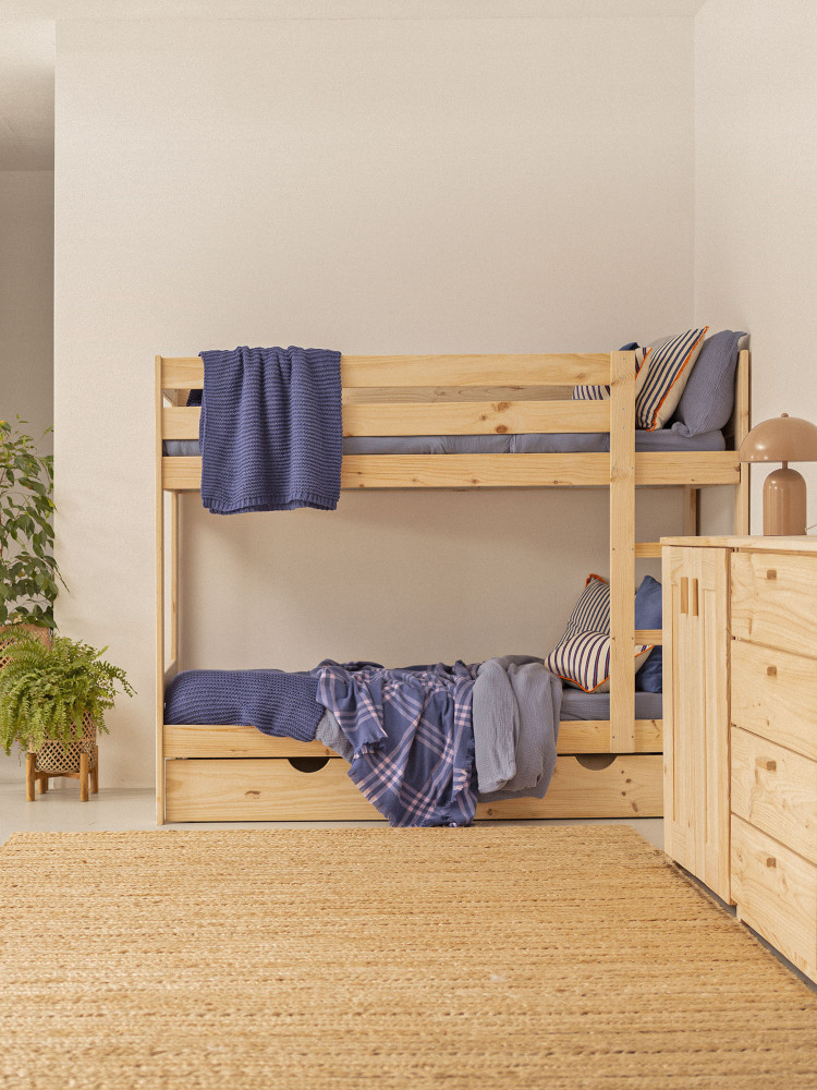 Lit superposé en bois naturel pour matelas de 80 cm. 2