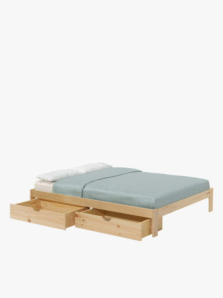 Lit double BASO 180 cm avec 2 tiroirs | LUFE