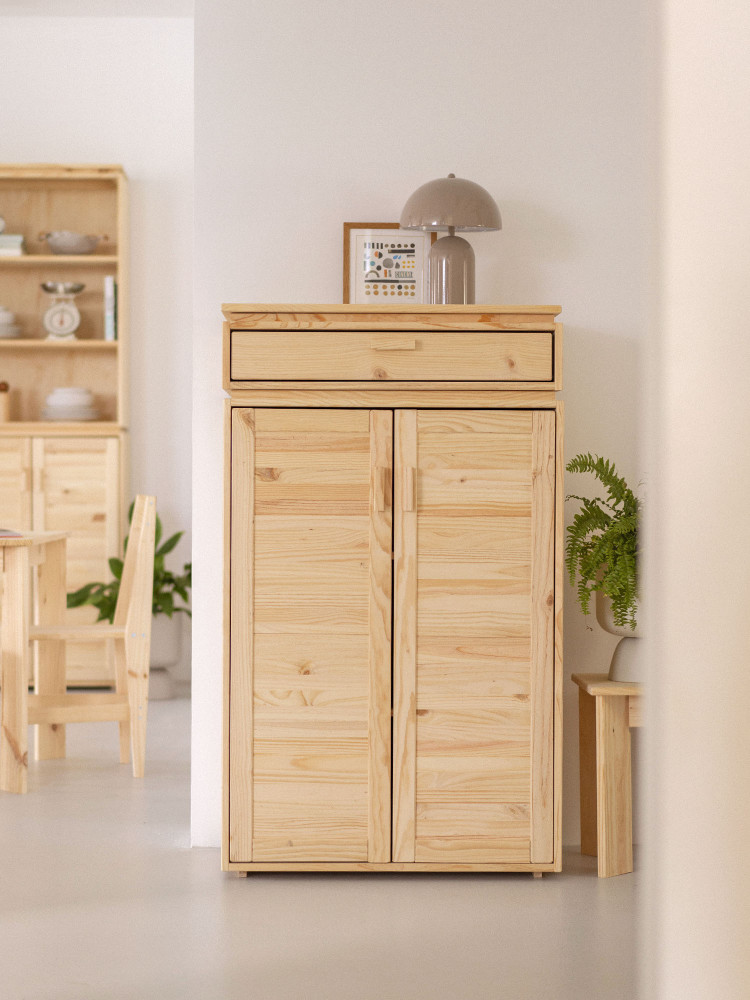 Armadio da ingresso in legno naturale con cassetto | LUFE 2