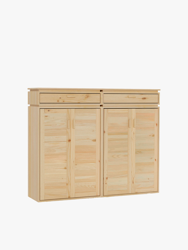 Armoire basse double en bois naturel avec tiroirs | LUFE