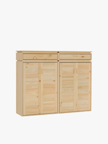 Armoire basse double en bois naturel avec tiroirs | LUFE