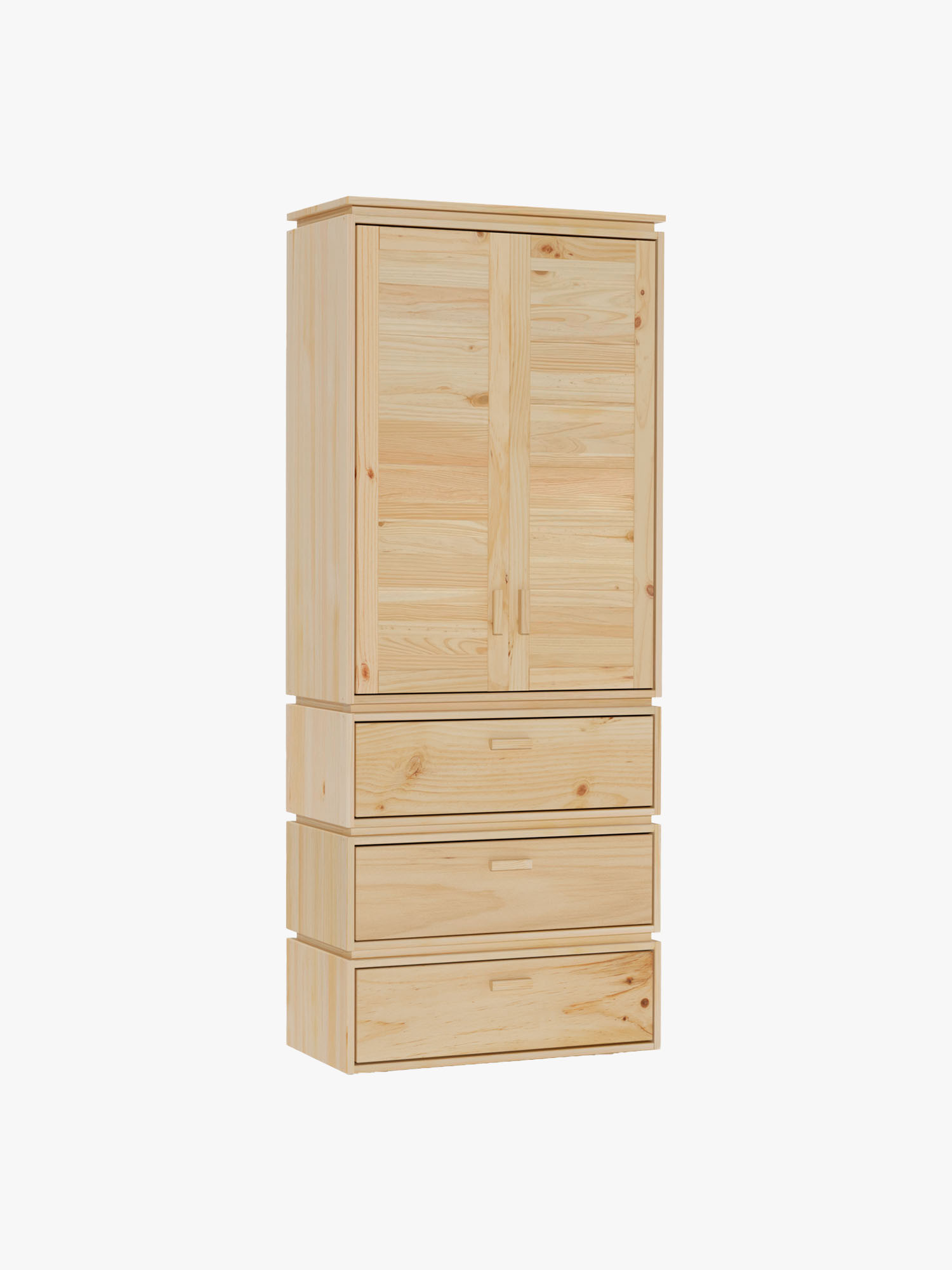 Armario con baldas de madera natural con 3 cajones | LUFE