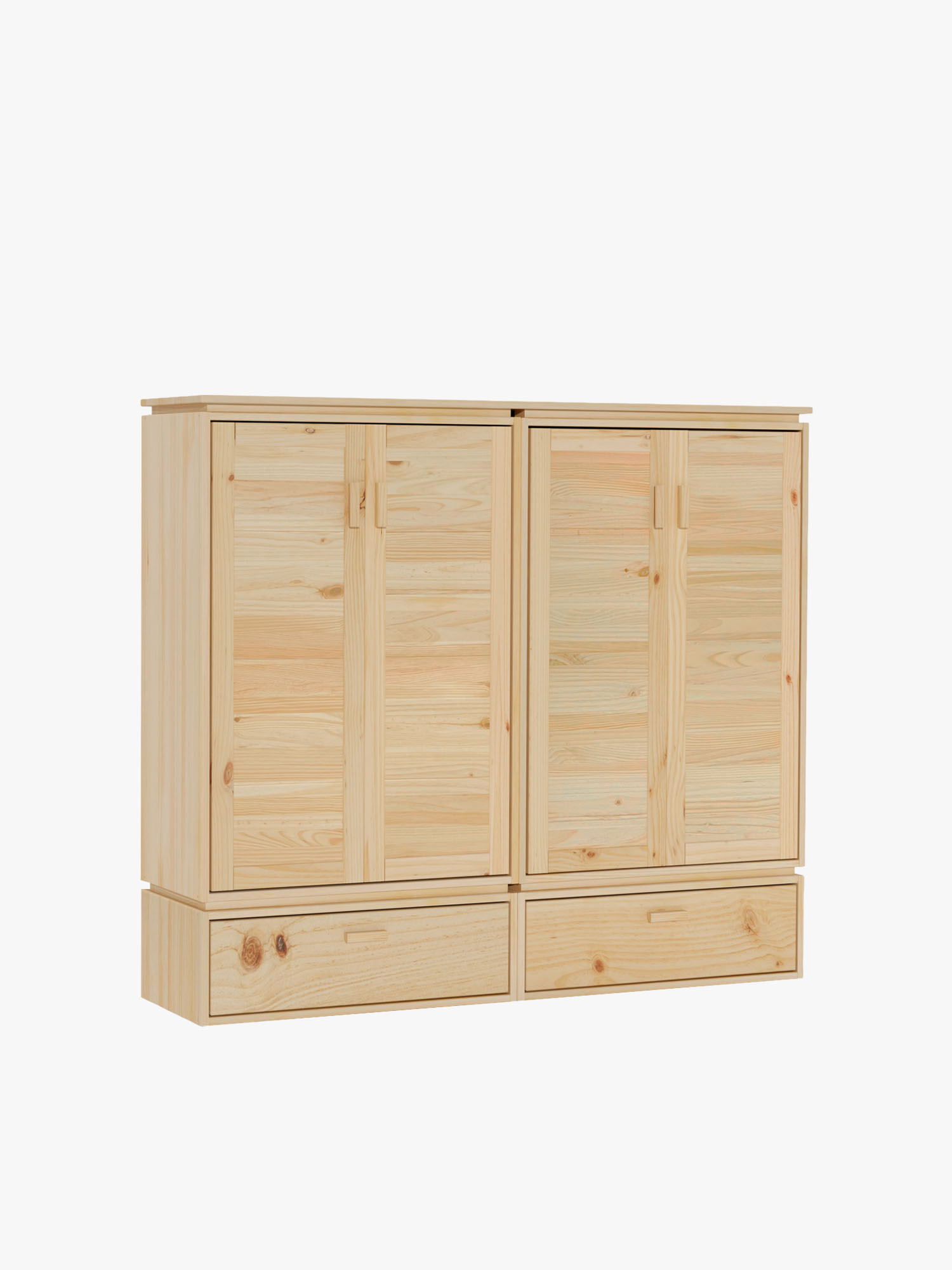 Armoire basse en bois avec étagères et deux tiroirs | LUFE