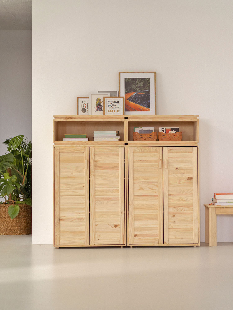 Armadio doppio da ingresso in legno naturale | LUFE 2