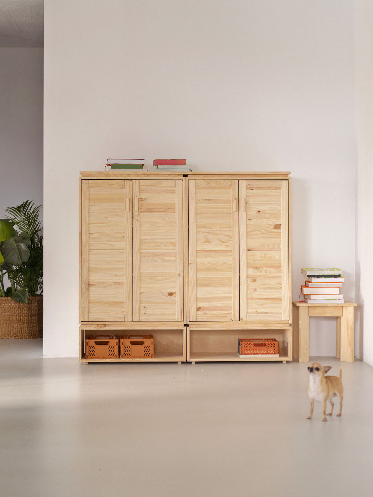Armoire à chaussures double en bois naturel | LUFE 2