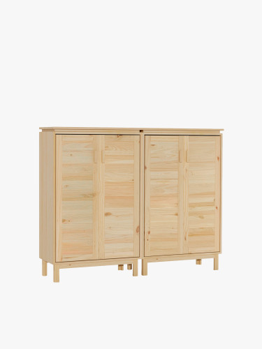 Armadio credenza doppia in legno con gambe e ripiani | LUFE
