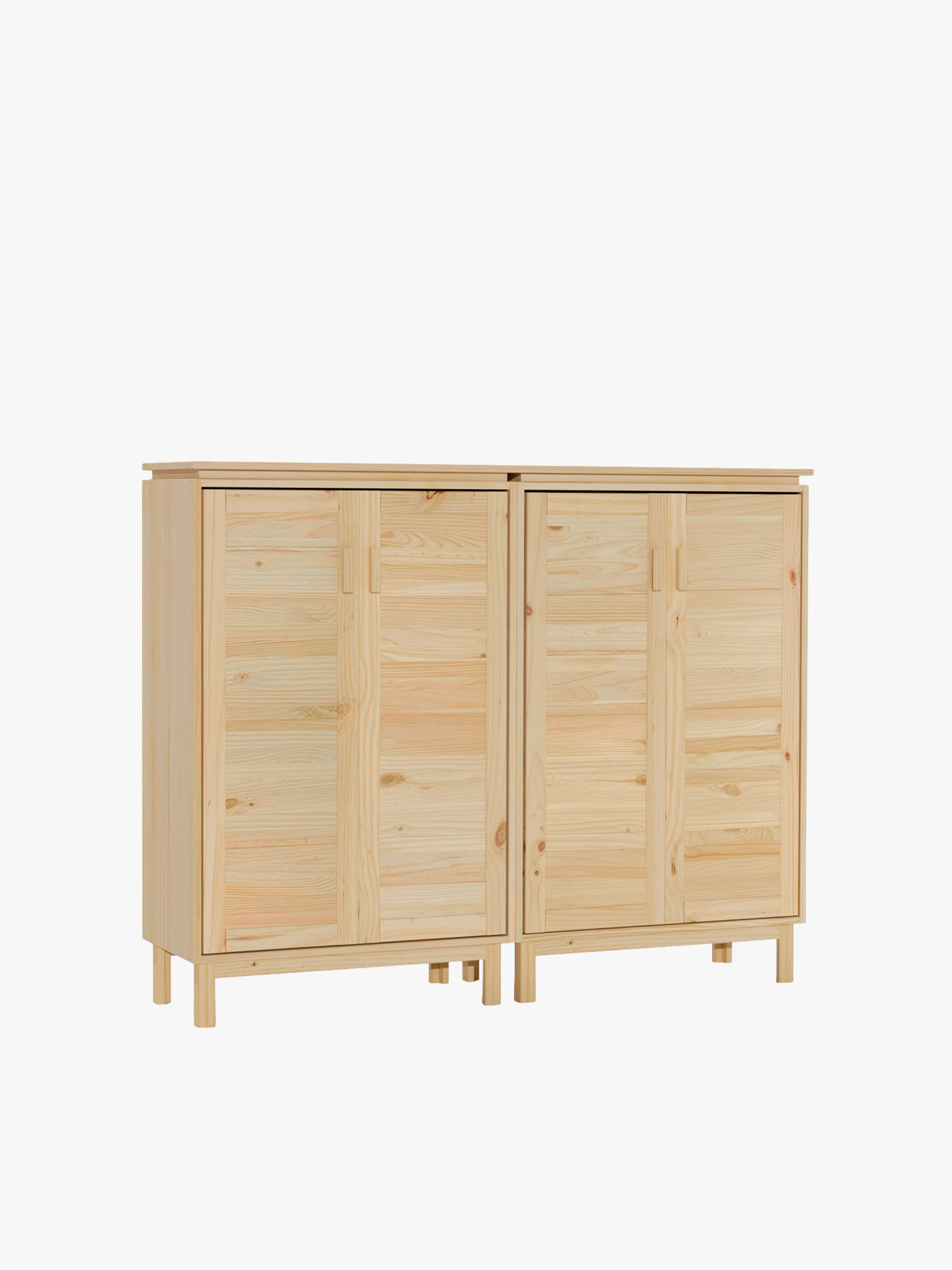 Buffet Bas Idmarket Beige - Salon - 100x30x80 Cm - 2 Portes, 3 étagères - Neuf