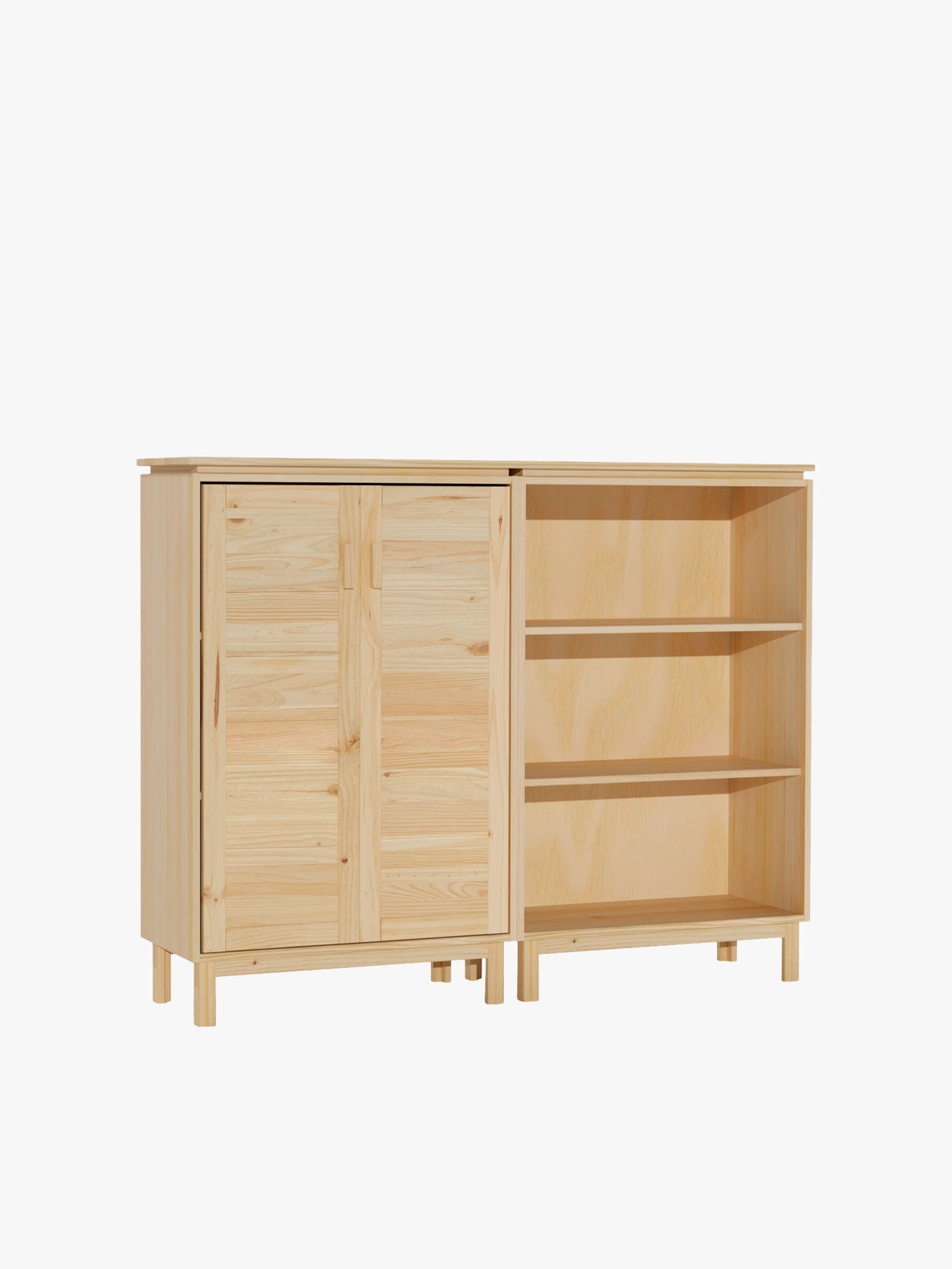 Aparador em madeira com função de armário e estante | LUFE