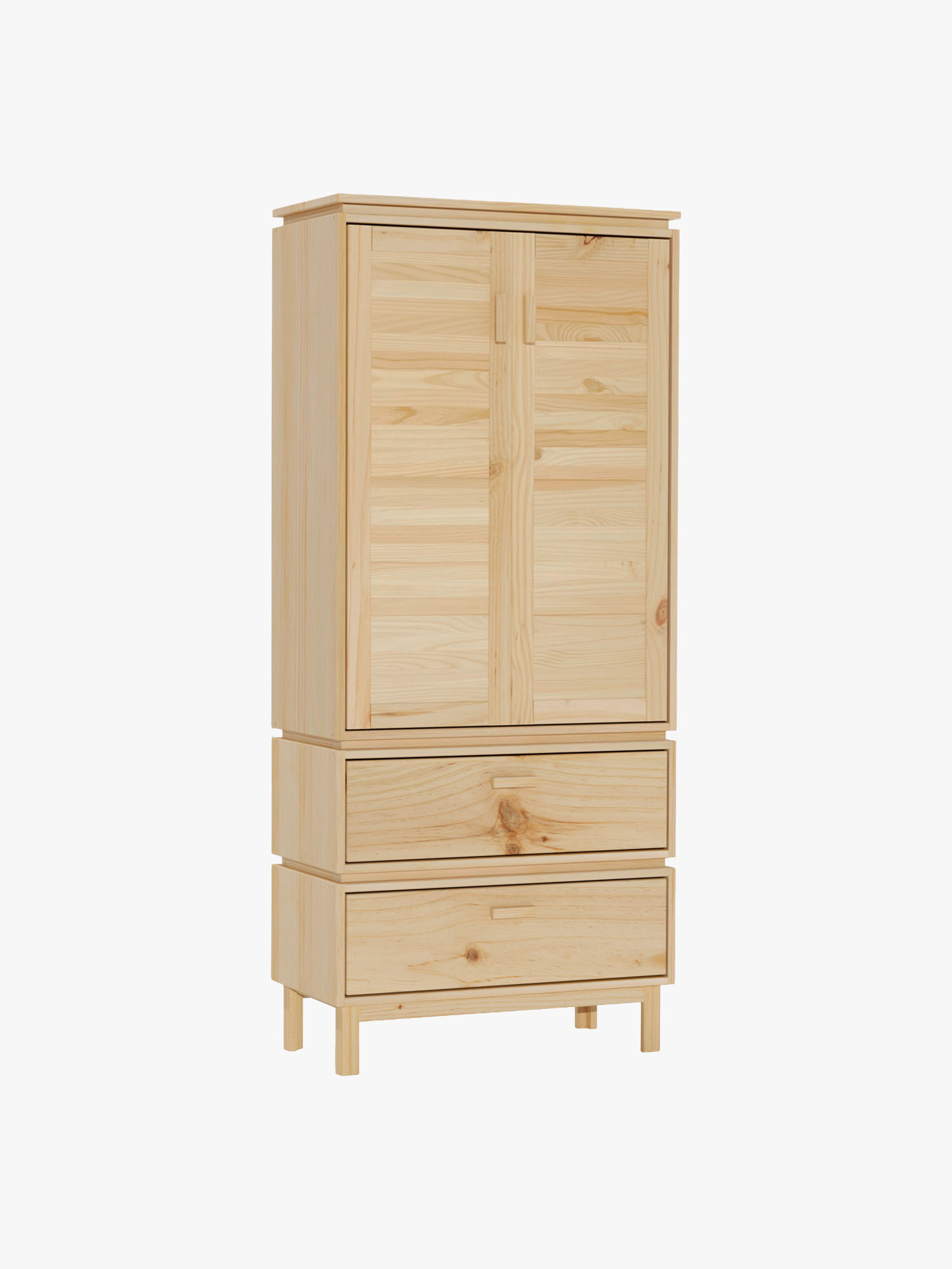 Armoire en bois naturel avec pieds et 2 tiroirs | LUFE