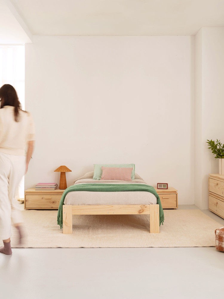 Cama BASO individual de 105 cm em madeira | LUFE 2