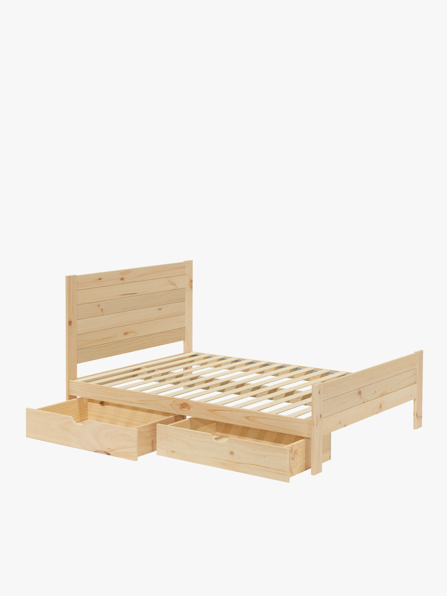 Cama 150 de madera de pino con cajones estilo caserío | LUFE