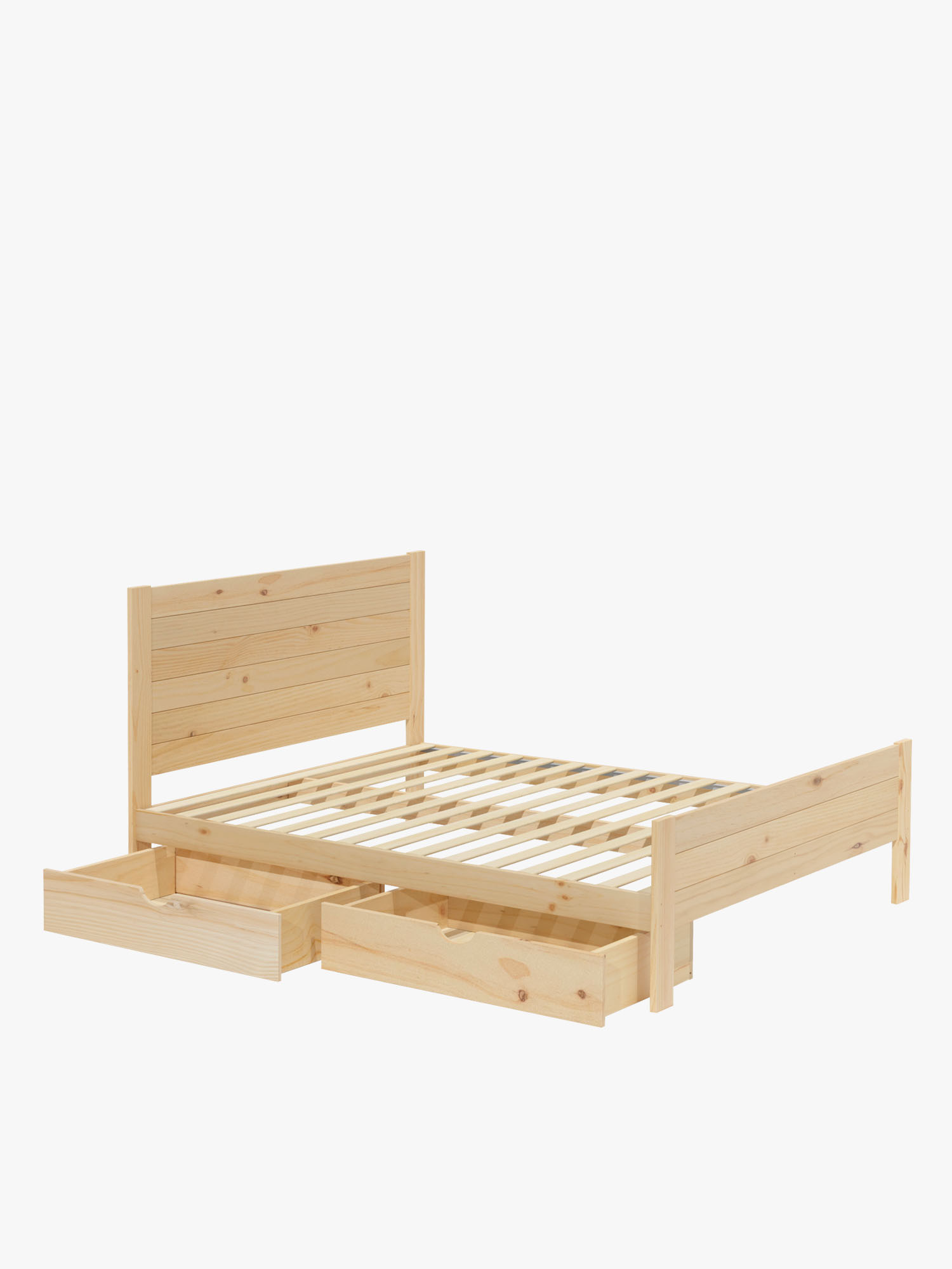 Lit de 180cm en bois massif avec tiroirs style rustique LUFE