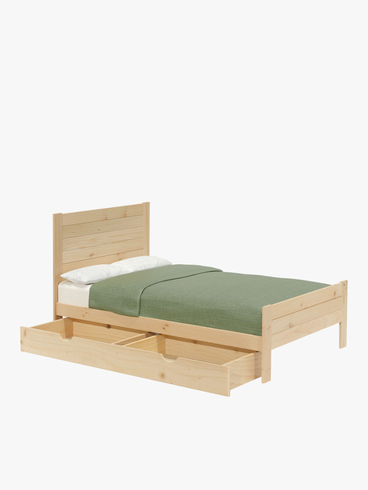 Cama 140 de madera de pino con cajón estilo caserío | LUFE
