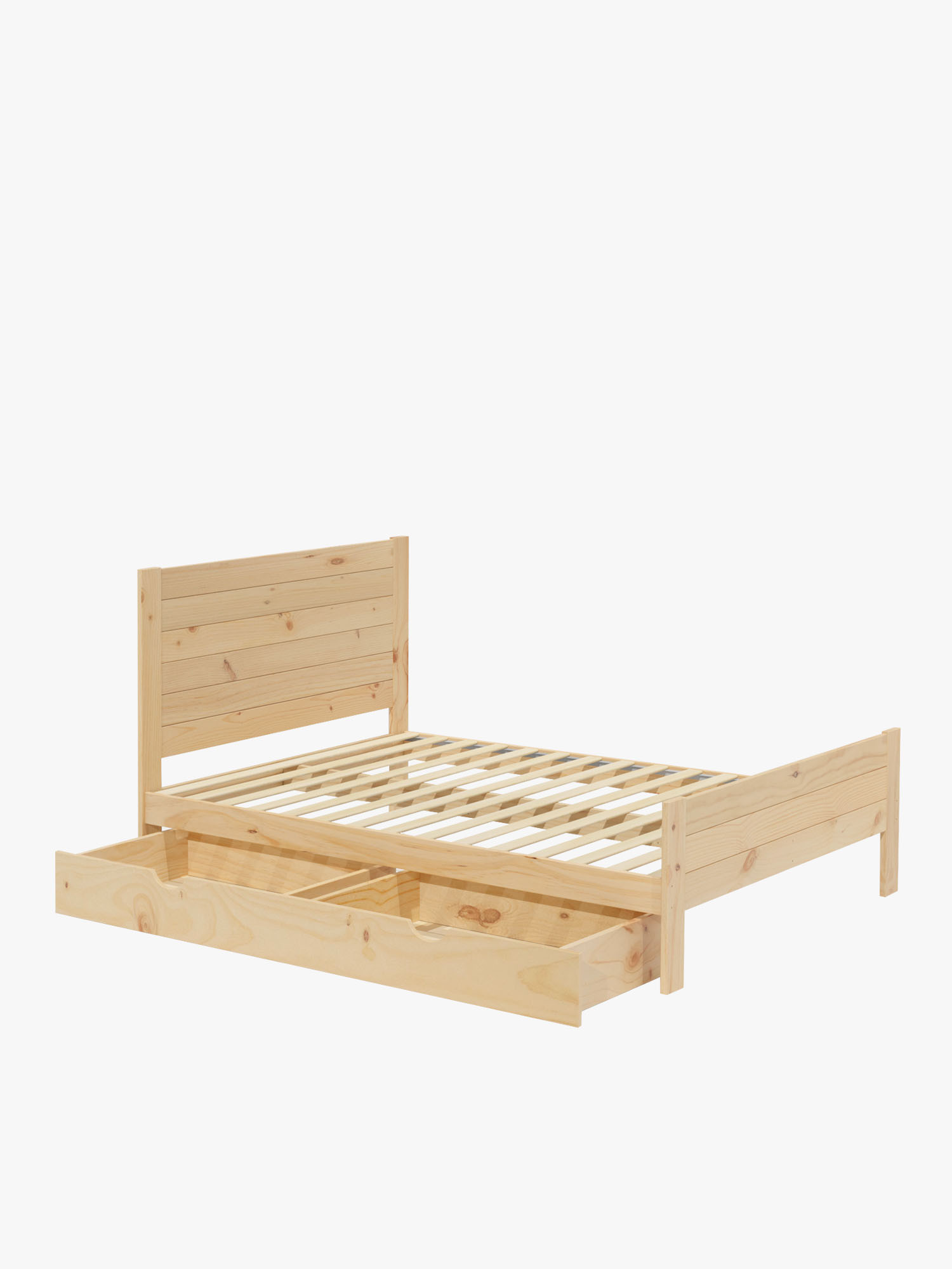 Lit de 150 cm en pin massif avec tiroir style rustique LUFE