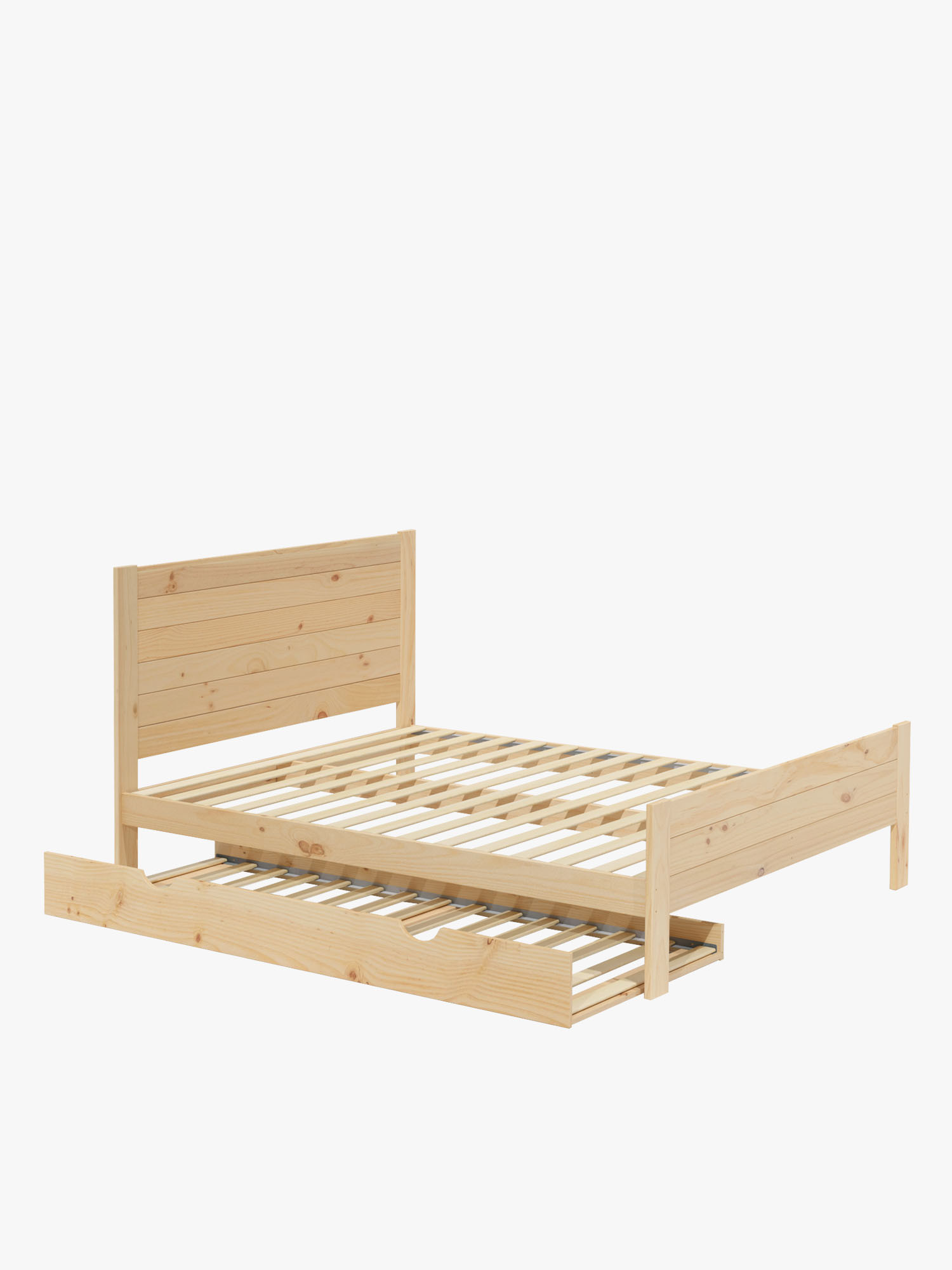 Lit de 180 cm bois avec lit gigogne, style rustique | LUFE