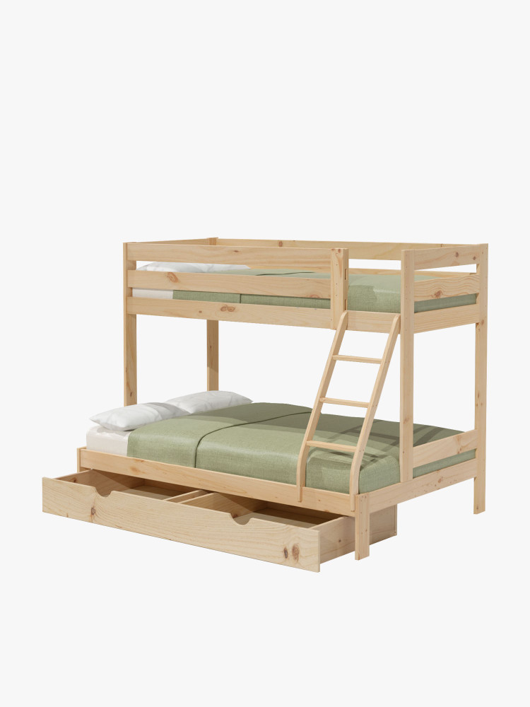 Litera triple cama 90 y 140 con cajón | LUFE
