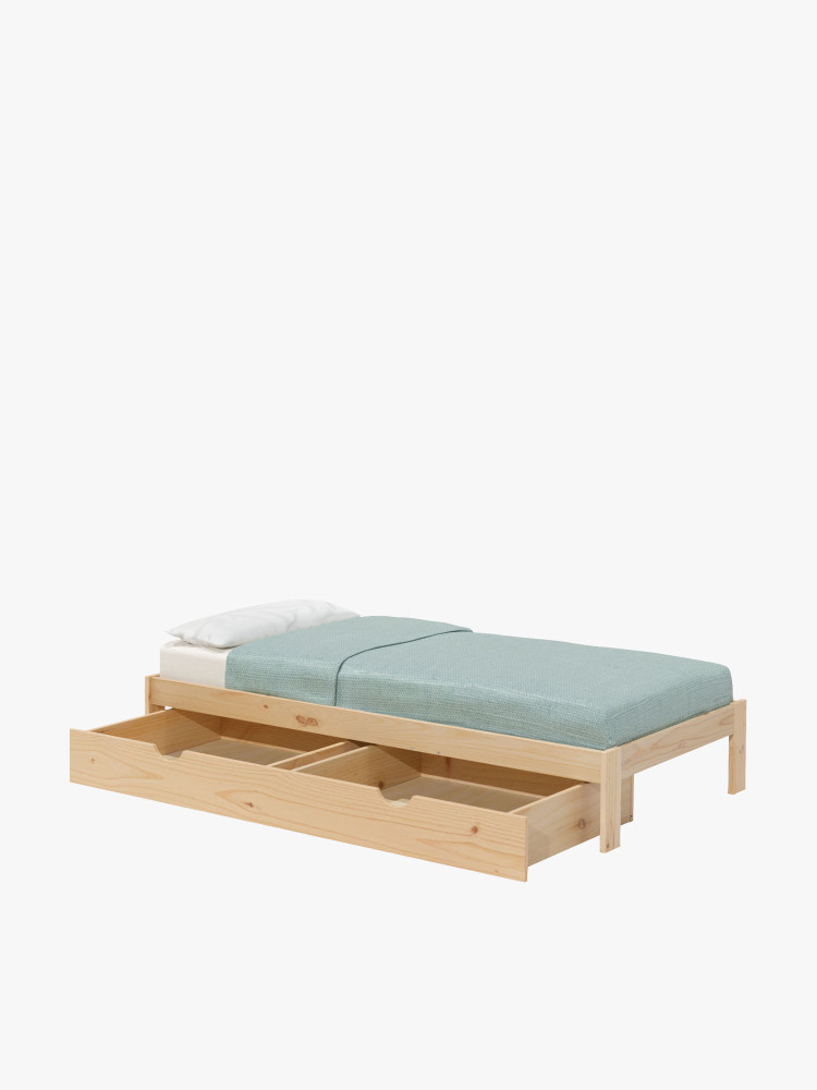Letto 105 in legno di pino con cassetto contenitore | LUFE