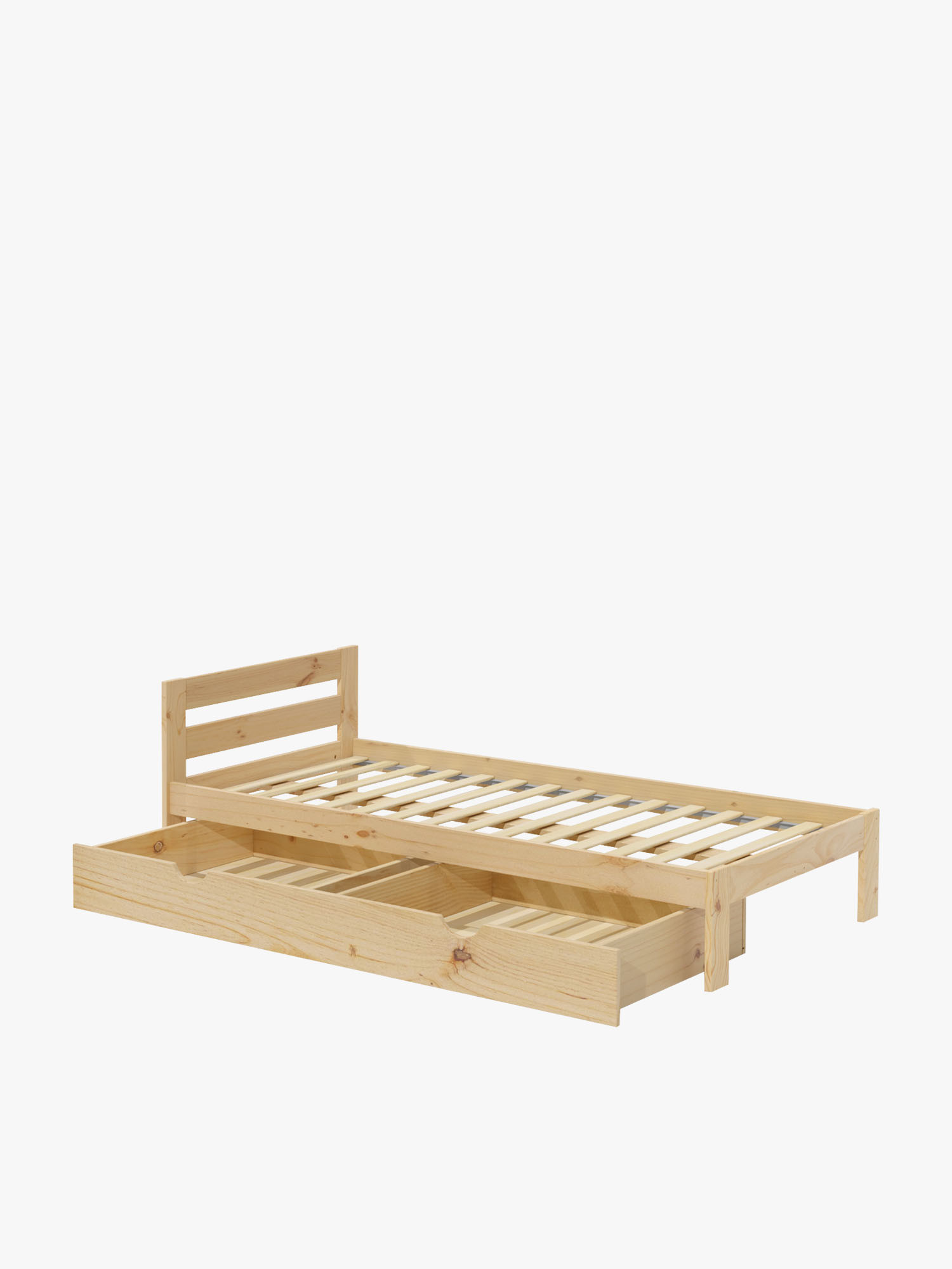 Letto singolo in legno massello di pino con cassetto | LUFE