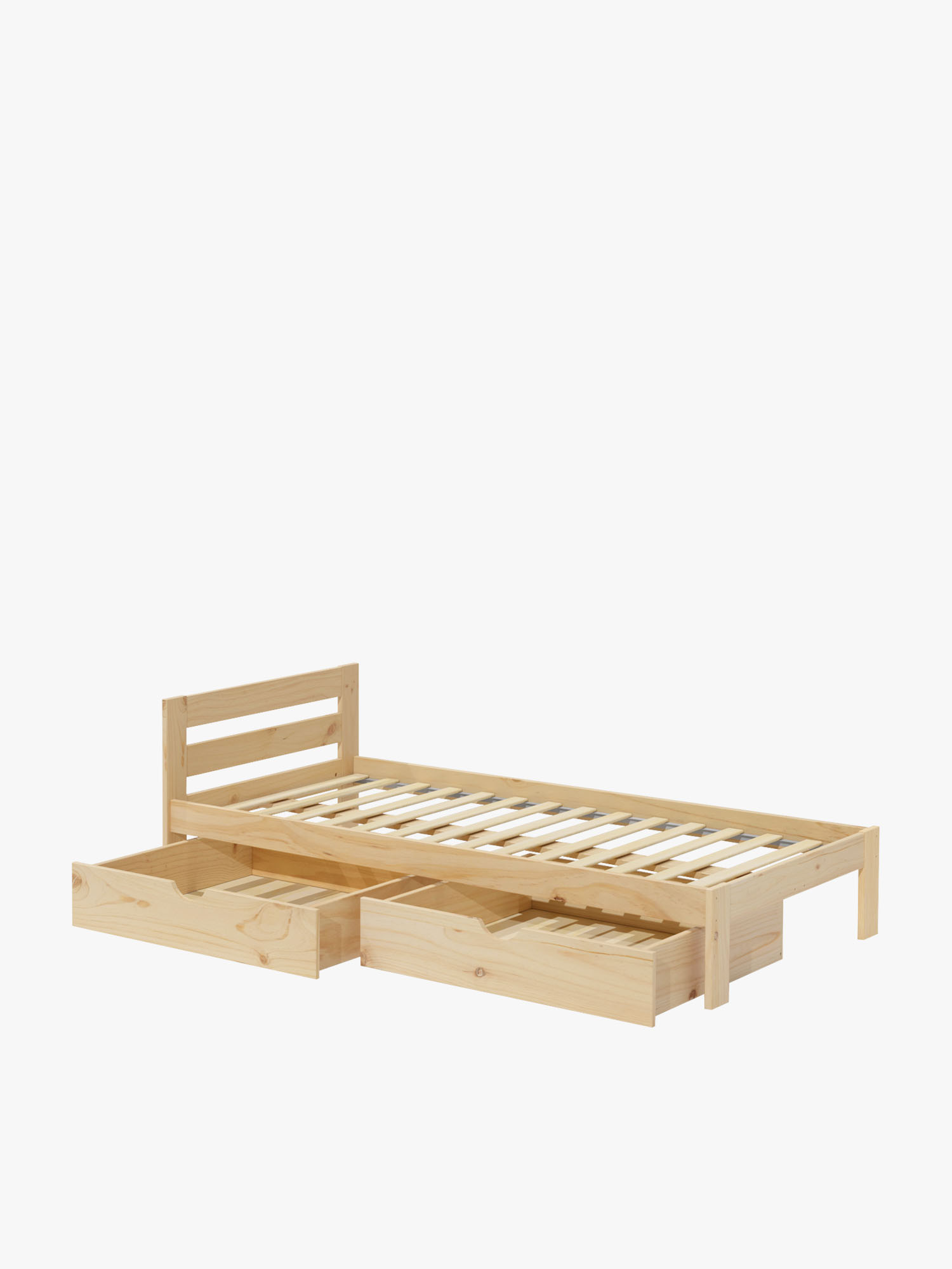 Letto singolo da 105 in pino naturale con cassetti | LUFE