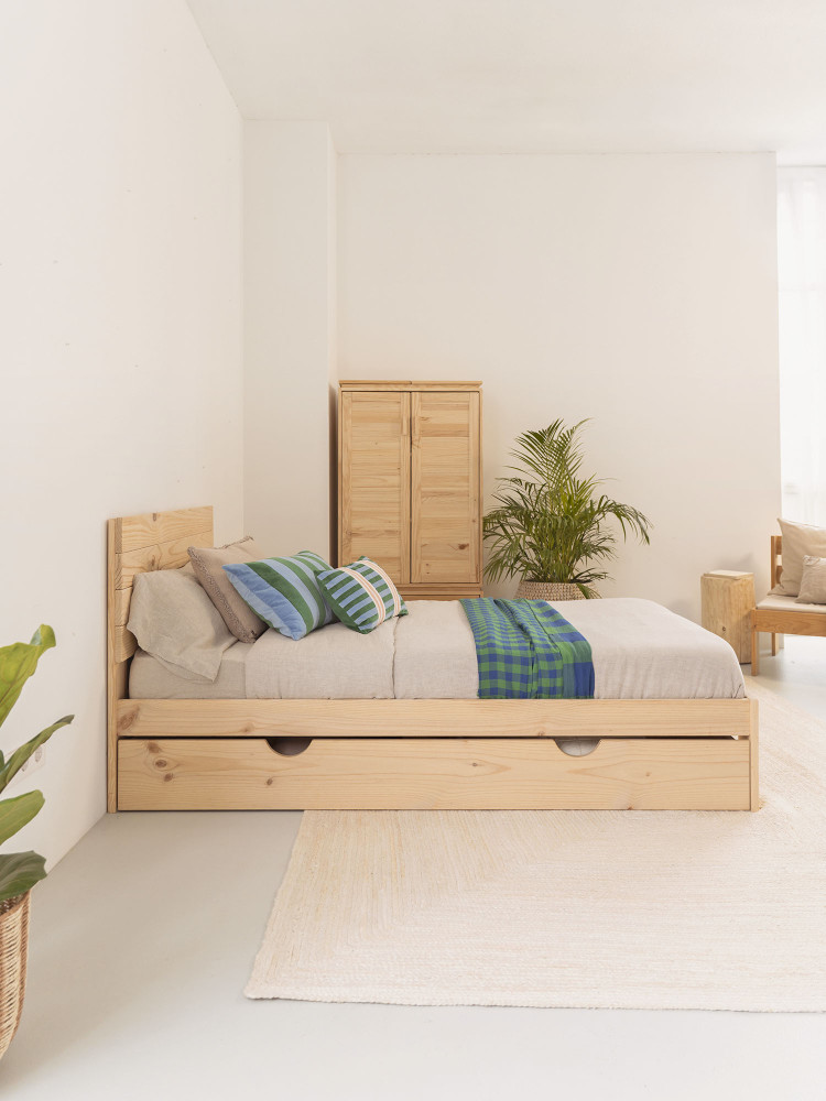 Cama individual de 105 com arrumação e cabeceira | LUFE 2