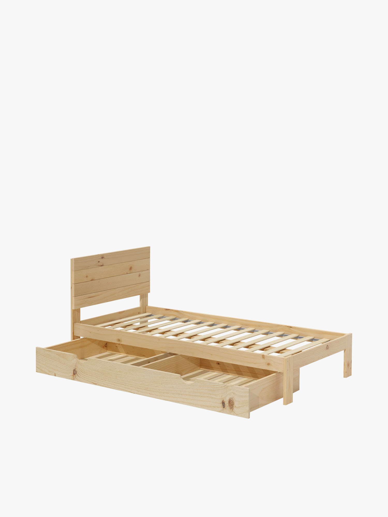 Lit simple de 105 avec rangement et tête de lit | LUFE