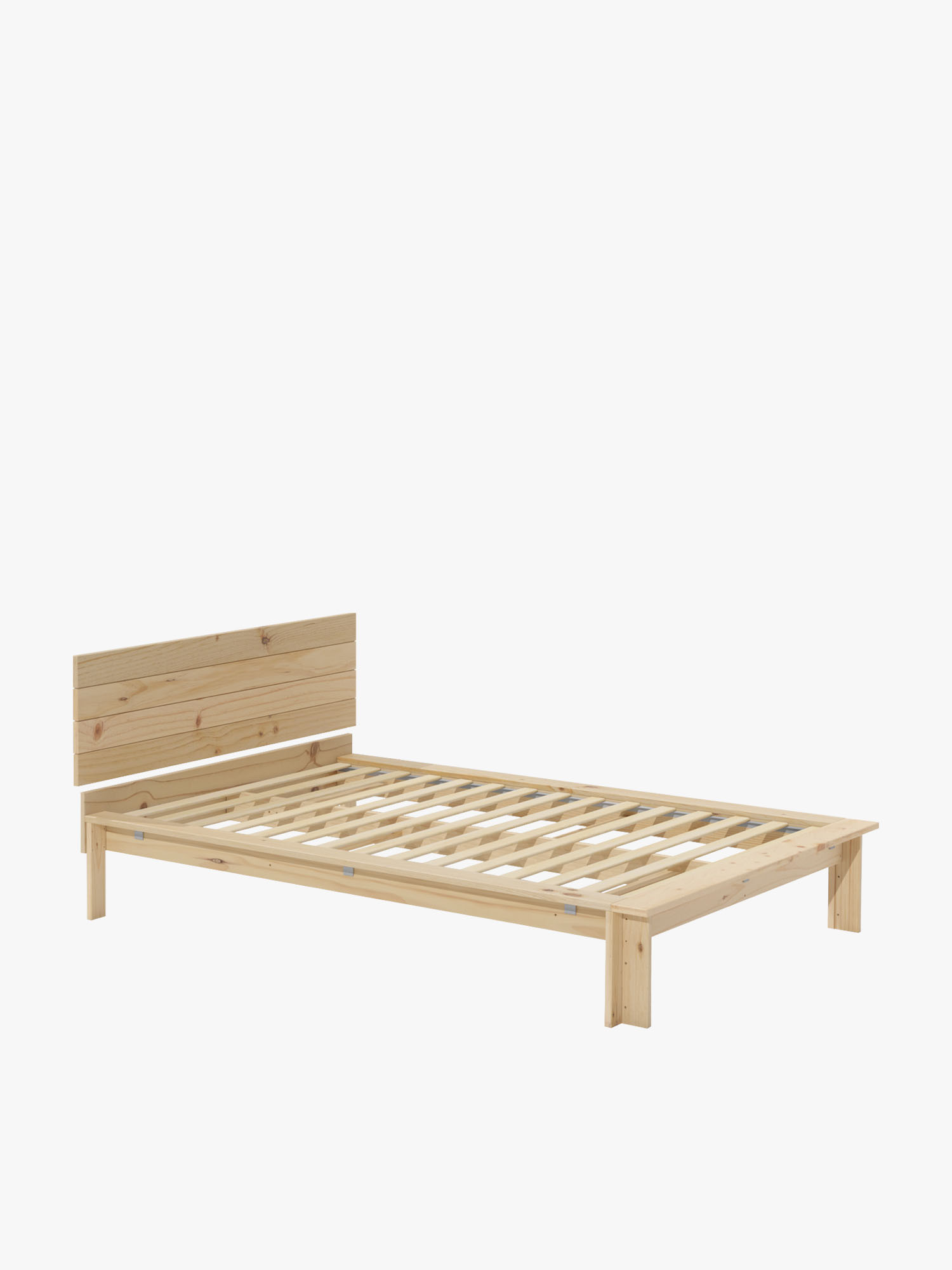 Cama de casal LUR 140 cm de madeira com cabeceira | LUFE