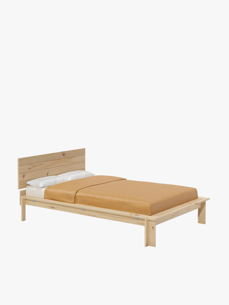Letto matrimoniale LUR 140 cm in legno con testiera | LUFE